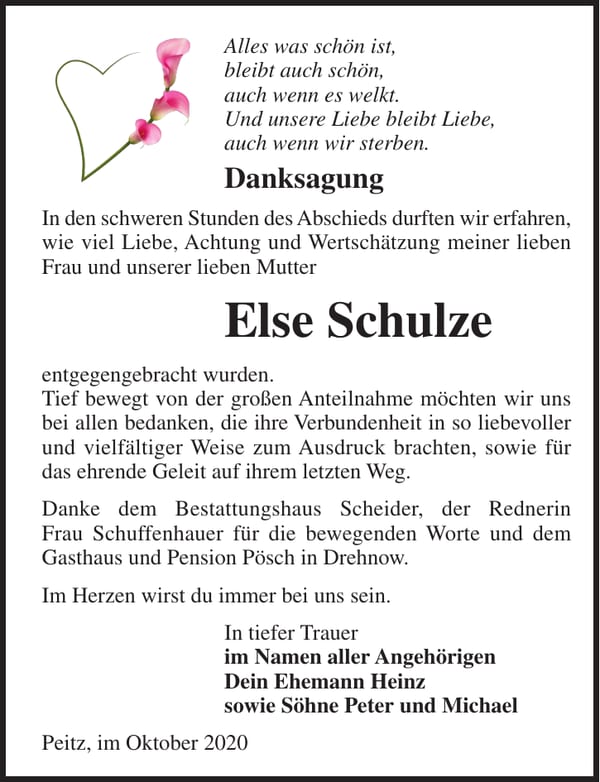 Danksagung Else Schulze
