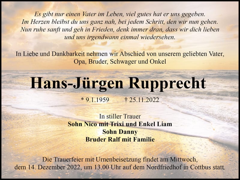 Traueranzeige Hans-Jürgen Rupprecht