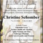 Traueranzeige Christine Schomber