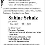 Traueranzeige Sabine Schulz, geb. Bähro