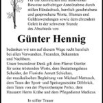 Danksagung Günter Hennig