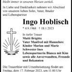 Traueranzeige Ingo Hoblisch