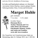 Traueranzeige Margot Huhle, geb. Gollasch
