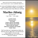 Traueranzeige Marlies Jähnig, geb. Pöschick
