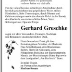 Danksagung Gerhard Greschke