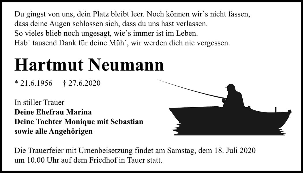 Traueranzeige Hartmut Neumann