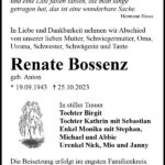 Traueranzeige Renate Bossenz, geb. Anton