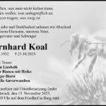 Traueranzeige Bernhard Koal