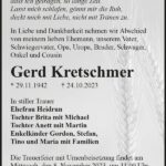Traueranzeige Gerd Kretschmer