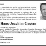 Danksagung Hans-Joachim Gassan