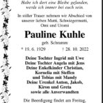 Traueranzeige Pauline Kuhle, geb. Schramm