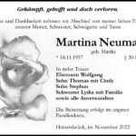 Traueranzeige Martina Neumann, geb. Mattke