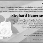 Traueranzeige Sieghard Bauersachs