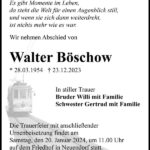 Traueranzeige Walter Böschow