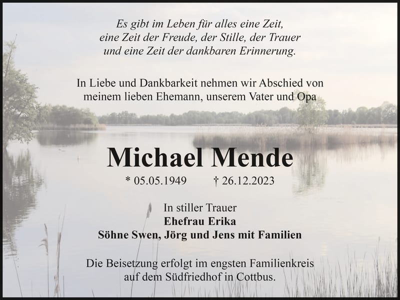 Danksagung Michael Mende