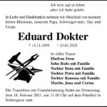 Traueranzeige Eduard Dokter