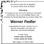 Danksagung Werner Fiedler