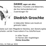 Danksagung Diedrich Groschke