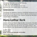 Danksagung Hans-Lothar Kerk