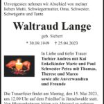 Traueranzeige Waltraud Lange, geb. Siebert