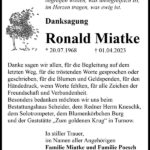 Danksagung Ronald Miatke