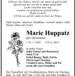 Traueranzeige Marie Huppatz, geb. Oberschmidt