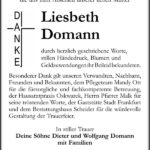 Danksagung Liesbeth Domann