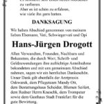 Danksagung Hans-Jürgen Drogott
