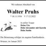 Traueranzeige Walter Pruhs