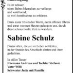 Danksagung Sabine Schulz
