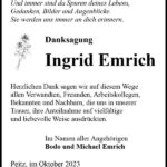 Danksagung Ingrid Emrich