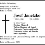 Traueranzeige Josef Janetzko