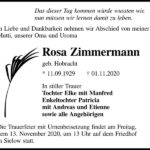 Traueranzeige Rosa Zimmermann, geb. Hobracht