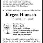 Traueranzeige Jürgen Hamsch