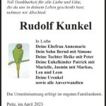 Traueranzeige Rudolf Kunkel