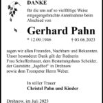 Danksagung Gerhard Pahn