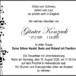 Traueranzeige Günter Konzack