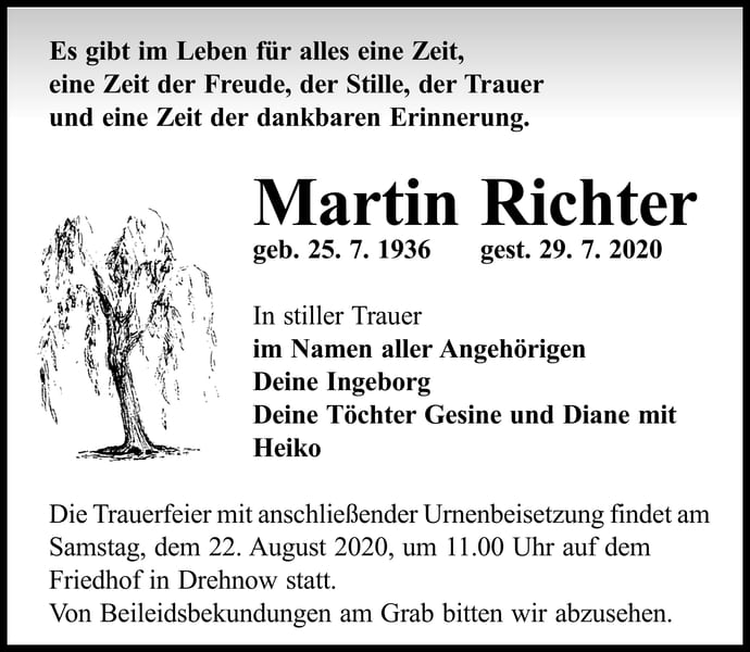 Traueranzeige Martin Richter