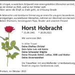 Traueranzeige Horst Hobracht