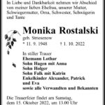 Traueranzeige Monika Rostalski, geb. Striesenow