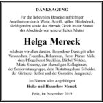 Danksagung Helga Mereck