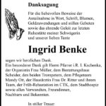 Danksagung Ingrid Benke