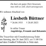 Traueranzeige Liesbeth Büttner