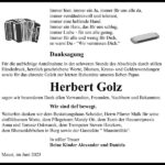 Traueranzeige Herbert Golz