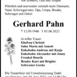 Traueranzeige Gerhard Pahn