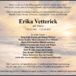 Traueranzeige Erika Vetterick, geb. Beglau