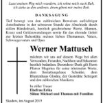 Traueranzeige Werner Mattusch