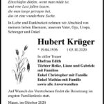 Traueranzeige Hubert Krüger