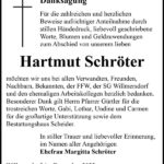 Danksagung Hartmut Schröter