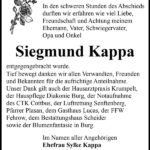 Danksagung Siegmund Kappa